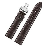 12-26mm sombres bracelets de montres en cuir de luxe de luxe brun straps grain alligator véritable remplacement boucle déployante en ...