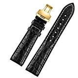 13mm-23mm luxe en cuir noir haut de gamme élégant crocodile alligator classique bracelets de montre sangles écailles rondes en cuir ...