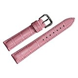 18mm montre en cuir remplacement bracelet en alligator bande matelassée rose grainé classique boucle ardillon