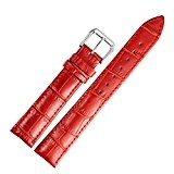 18mm montre en cuir rouge remplacement bracelet en alligator bande rembourrée grainé classique boucle ardillon