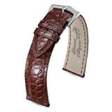 19mm marron bandes rembourrées exotiques en cuir véritable de peau d'alligator de montre avec des échelles rondes boucle ardillon