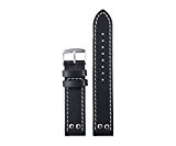 20 mm 22mm style vintage noir de qualité supérieure avec des rivets bracelets de montres en cuir pour hommes finition ...