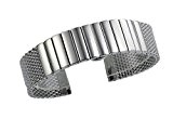 20mm métal argenté bande de montre bracelet bandes bracelets haut de gamme solide en acier inoxydable déploiement fermoir