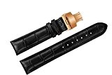 20mm remplacement noir bracelets de montres en cuir / bandes Alligator grain à grain rose déploiement or push double boucle