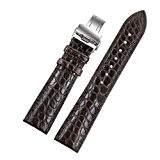 21mm brun foncé haut de gamme Bracelets en cuir d'alligator / bandes de remplacement pour les montres de luxe