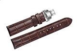 21mm brun haut de gamme des bracelets de montres en cuir / bandes déploiement de remplacement push double boucle pour ...