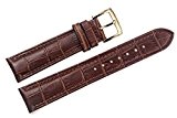 21mm luxe brun italien remplacement en cuir bracelets / bandes grosgrain rembourrés pour montres haut de gamme Boucle d'or