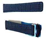 22/18 mm Montre Sangles en cuir style crocodile bleu/bleu avec coutures Bleu pour TAG Heuer