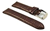 22 mm en cuir véritable imitation crocodile pour bracelet pour homme rembourré Boucle en acier inoxydable Marron/Marron Clair