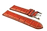 22 mm en cuir véritable pour homme rembourré imitation crocodile pour bracelet inoxydable Boucle en acier marron clair/blanc