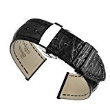 22mm noir crocodile de luxe bracelets de montres en cuir de remplacement en cuir / bandes faits à la main ...