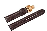 22mm remplacement de luxe brun bracelets de montre en cuir / bandes grosgrain rembourrées or rose boucle déployante
