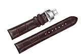 23mm marron cuir de luxe bandes de montres / bracelets pour hommes remplacements finition semi-mate rembourré avec boucle déployante