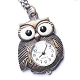 81stgeneration Collier Vintage Pocket Watch Owl longue chaîne en laiton