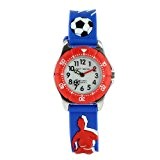 Baby Watch - Zip Football Bleu - Montre Garçon Footballball - Quartz Pédagogique - Cadran Blanc - Bracelet Plastique Bleu