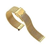Blenheim London® Montre classique en acier inoxydable plaqué or avec bracelet plaqué en maille 20 mm