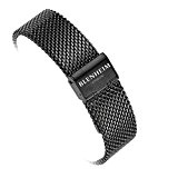 Blenheim Londres® Classique en maille en acier inoxydable 22 mm Montre Bracelet Noir Acier