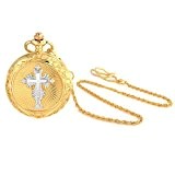 Bling Jewelry Or et Argent brillant plaqué Croix religieuse des hommes de montre de poche