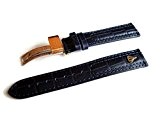 Bracelet de montre cuir Band 18 mm bleu cuir de veau Boucle Déployante poljot International Leather Strap
