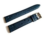 Bracelet de montre cuir Band 18 mm bleu cuir de veau straußen-aspect poljot International Leather Strap