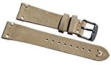 Bracelet de montre en cuir couture blanche 19 mm bande rétro Quality Strap Sable BS Top Qualité