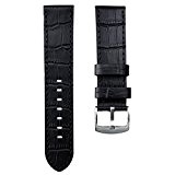 Bracelet de montre en cuir véritable pour montre U-Boat, Grain alligator, Noir, 23mm