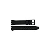 Bracelet de Montre en PVC Adaptable Swatch Lady 12mm Noir