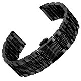 Bracelet de montre Geckota acier inoxydable Solid Mesh IP Noir, 20mm + 22mm