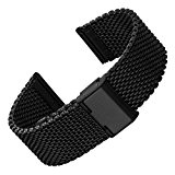 Bracelet de Montre Geckota® en Acier Inoxydable, Maille Milanaise, Classique et Ajustable, Qualité et Confort, IP Noir, 22mm