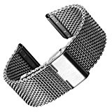 Bracelet de Montre Geckota® en Acier Inoxydable, Maille Milanaise, Classique et Ajustable, Qualité et Confort, Satiné, 22mm