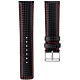 Bracelet de Montre Sport Geckota® D-1 style Fibre de Carbone, Noir et Rouge, 22mm