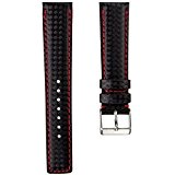 Bracelet de Montre Sport Geckota® D-1 style Fibre de Carbone, Noir et Rouge, 20mm