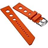 Bracelet de montre ZULUDIVER 321 par Bonetto Cinturini caoutchouc italien de haute qualité Orange 24mm