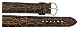Bracelet pour montre en Cuir Marron - 18mm - Imitation Alligator - boucle en acier Argenté - B18BroAli46S