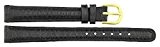 Bracelet pour montre en Cuir Noir - 12mm - - boucle en acier Doré - B12BlkItr4G