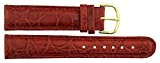 Bracelet pour montre en Cuir Rouge - 20mm - Imitation Alligator - boucle en acier Doré - B20RedAli80G
