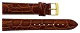 Bracelet pour montre en Cuir vachette pleine fleur Marron - 18mm - - boucle en acier Doré - B18027