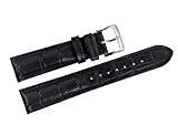 Bracelets de remplacement en cuir italien 20mm de luxe noir / bandes grosgrain pour les marques haut-niveau