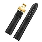 bracelets en cuir de luxe 12-26mm de luxe noir bretelles grain alligator véritable remplacement boucle déployante en cuir italien