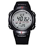Brand SYNOKE Multifunctional Men Timer Waterproof Swimming Sports Running Digital Watch With Rubber Strap-Black