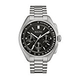 Bulova Moon Watch 96B258 - Montre-bracelet chronographe de créateur - pour homme - bracelet en acier inoxydable - cadran noir