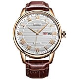 Burei montre femme décontracté Mode poignet montres avec cadran blanc et bracelet cuir Marron