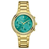 Caravelle New York Boyfriend Montre à quartz pour femme avec affichage vert cadran chronographe et bracelet en acier inoxydable plaqué ...