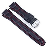 Casio Ersatzband Uhrenarmband Leder Band 17mm schwarz/Rot für AQF-102WL AQF-102