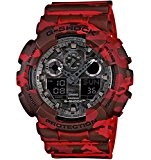Casio - GA-100CM-4AER - G-Shock - Montre Homme - Quartz Analogique - Digital - Cadran Gris - Bracelet Résine Rouge