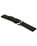 Claudio Calli Water Resistant de cuir bracelet de montre F108 Noir avec acier inoxydable boucle ardillon 18 mm