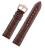 cuir haut de gamme bracelets de montre-bracelet brun italien boucle rose peau de vache ardillon en or gris coutures contrastées
