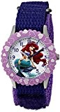Disney Kids' Ariel Stainless Steel, W001580, Purple Nylon Strap, Analog Display, Purple Watch