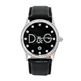 Dolce&Gabbana - DW0008 - Montre Femme - Quartz Analogique - Cadran Noir - Bracelet Cuir Noir