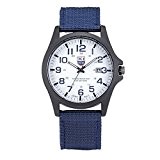 Fami Hommes en plein air montre en acier inoxydable militaire, sports Analog Quartz Army Wrist Watch(Bleu)